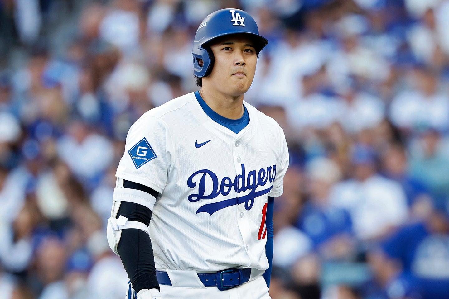 WS第3戦の第6打席は申告敬遠だった大谷。(C)Getty Images
