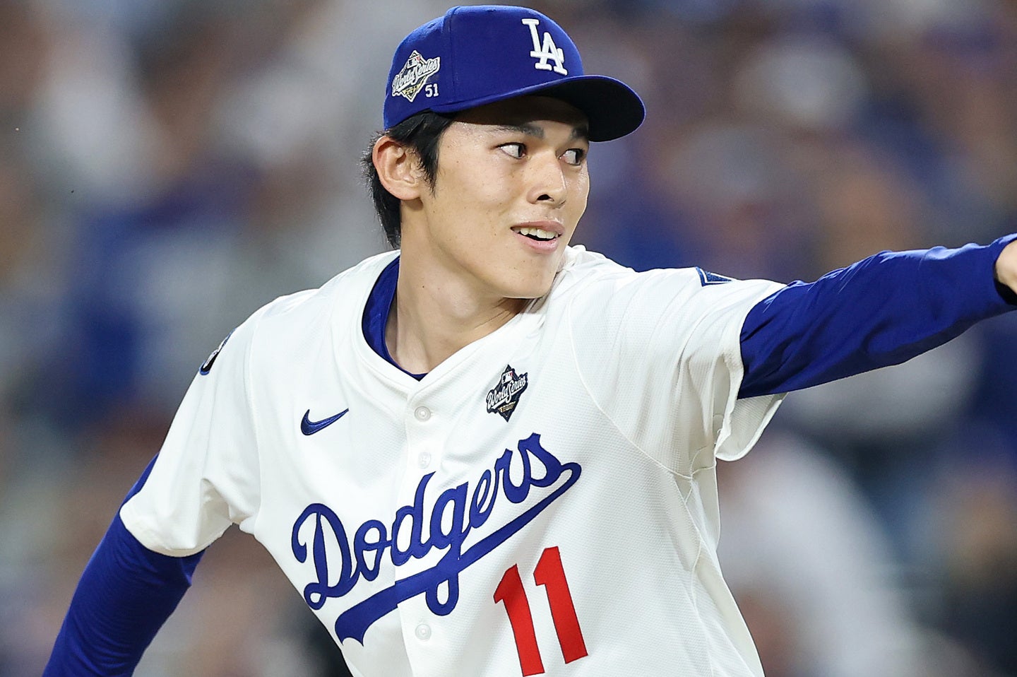 ドジャースのピンチを救った佐々木。(C)Getty Images