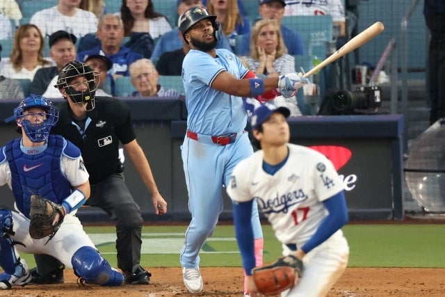 大谷から2ランHRを放ったゲレーロJr.。(C)Getty Images