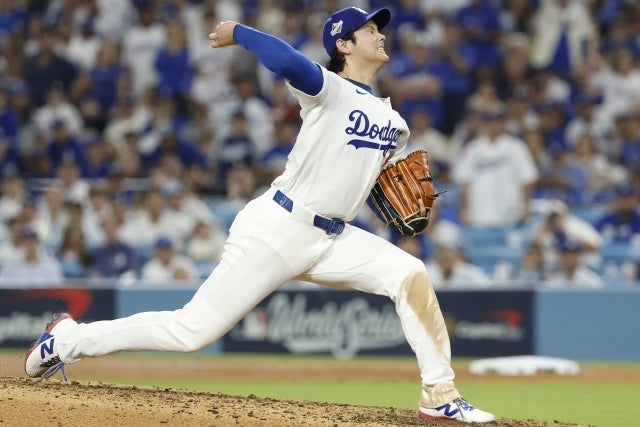 ワールドシリーズ第４戦で先発した大谷。７回途中まで投げ、敗戦投手となった。(C)Getty Images