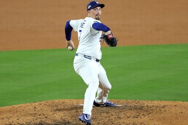 ワールドシリーズ第５戦に先発しているスネル。(C)Getty Images