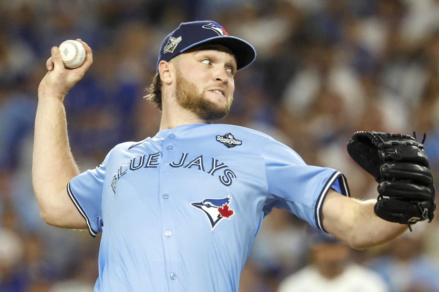 ドジャース相手にWS新人記録の12奪三振をマークしたイェサベージ。(C)Getty Images