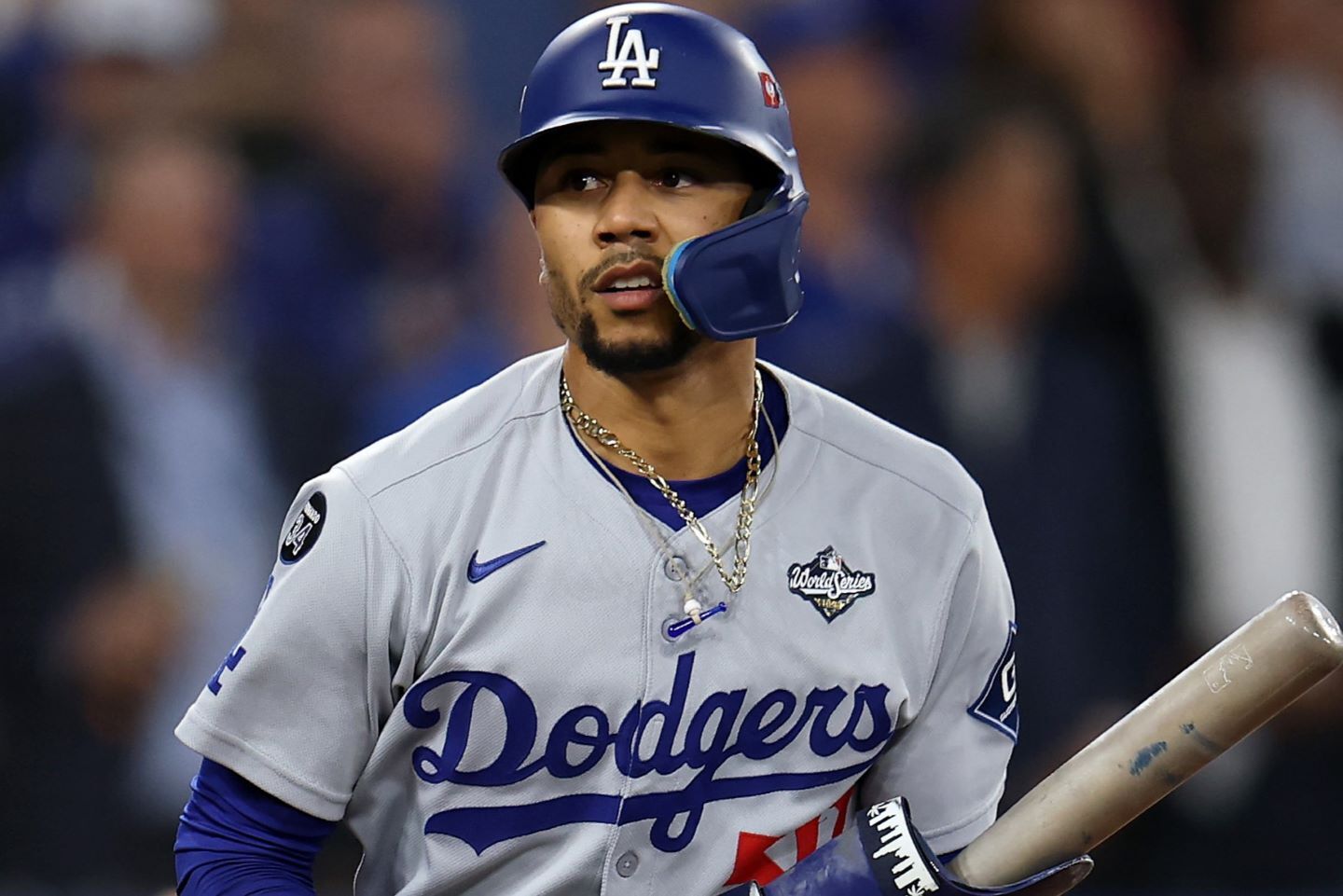 ここまでワールドシリーズ５試合で打率.130と低迷しているベッツ。(C)Getty Images