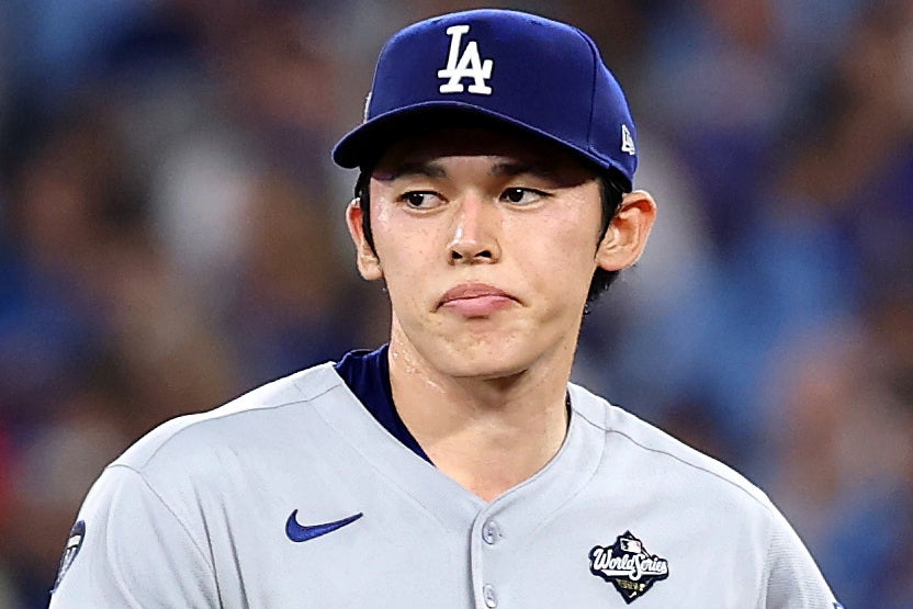 ドジャースの佐々木。８回に救援登板した。（C）Getty Images
