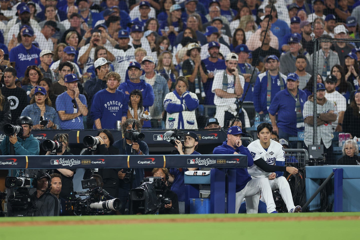 ドジャース本拠地に現われた人気タレントの姿が話題となっている。（C）Getty Images