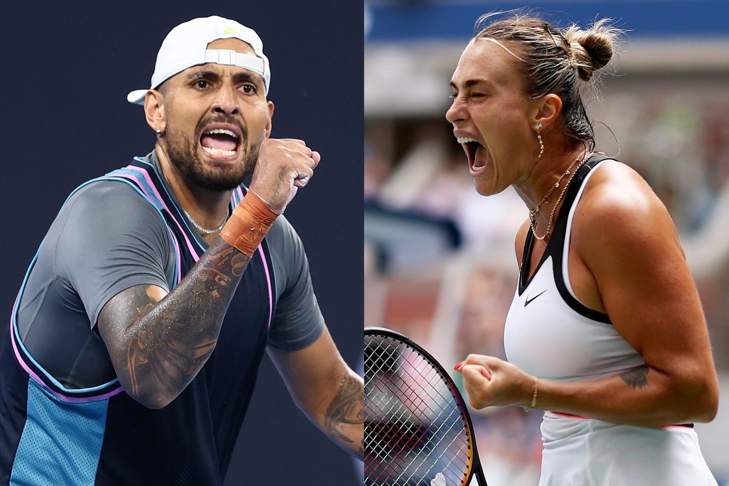 現女王のサバレンカ（右）と男子元13位のキリオス（左）の「バトル・オブ・ザ・セクシーズ」がドバイで開催される。(C)Getty Images