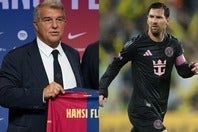 「メッシが会長選に向けて動いている」との報道が事実なら、ラポルタ（左）は苦戦を強いられそうだ。(C)Getty Images