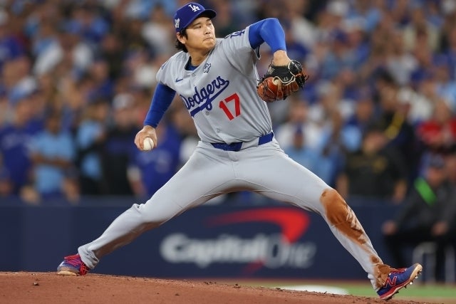 投打の二刀流でドジャースの２連覇に貢献した大谷。(C)Getty Images