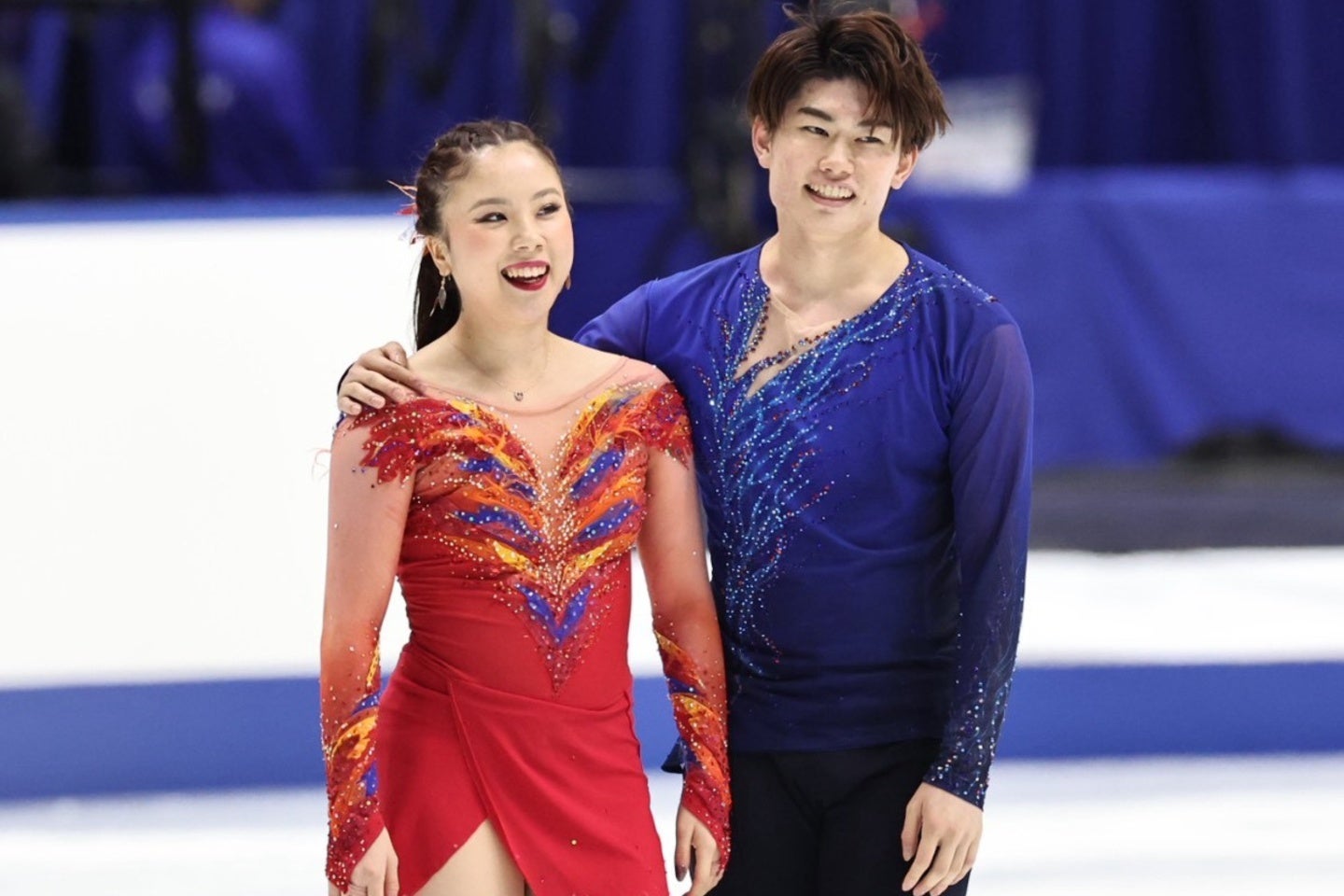 アイスダンスの“うたまさ”こと吉田（左）と森田（右）。写真：梅月智史（THE DIGEST写真部）