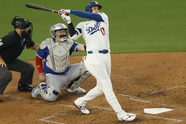 WS第３戦で２本塁打など９出塁をマークした大谷。(C)Getty Images