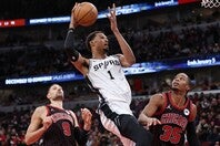 躍進のシーズンを送るウェンビーがまたもNBA記録を打ち立てた。(C)Getty Images