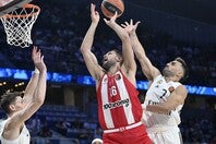 NBAヨーロッパは2027年10月に開幕。昨年ユーロリーグのプレーオフで対戦したオリンピアコスやレアル・マドリーの参戦が予想される。(C)Getty Images