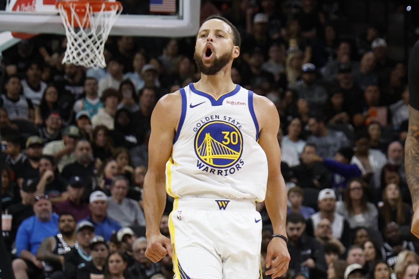 カリーが今季自己最多、キャリア通算では73回目の40得点超えを叩き出し、ウォリアーズを勝利に導いた。(C)Getty Images