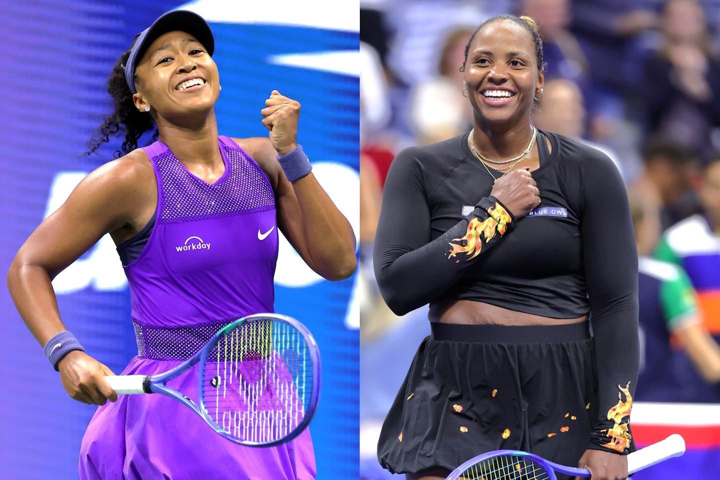 ともにママさんプレーヤーでもある大坂なおみとタウンゼントが青い海をバックに軽快な曲に合わせてダンスをする姿と公開した。(C)Getty Images