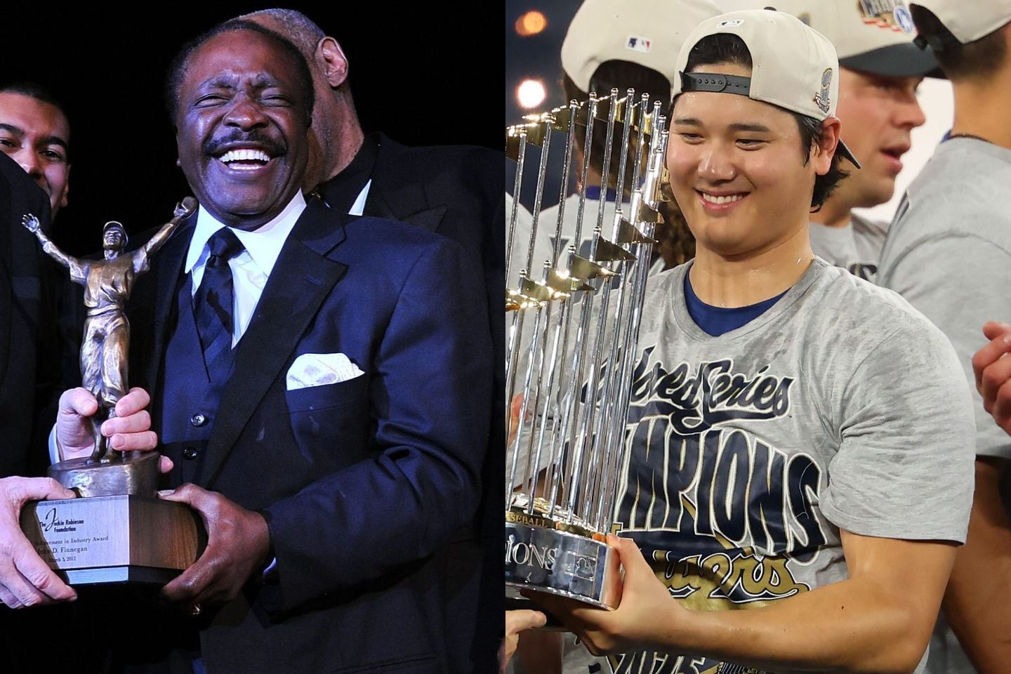 連続でMVPとワールドシリーズ優勝を達成したモーガン（左）と大谷（右）。（C）Getty Images