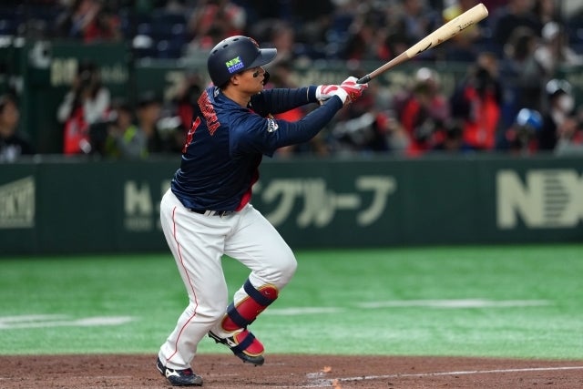 韓国との２試合で、３番を務めた森下。(C)Getty Images