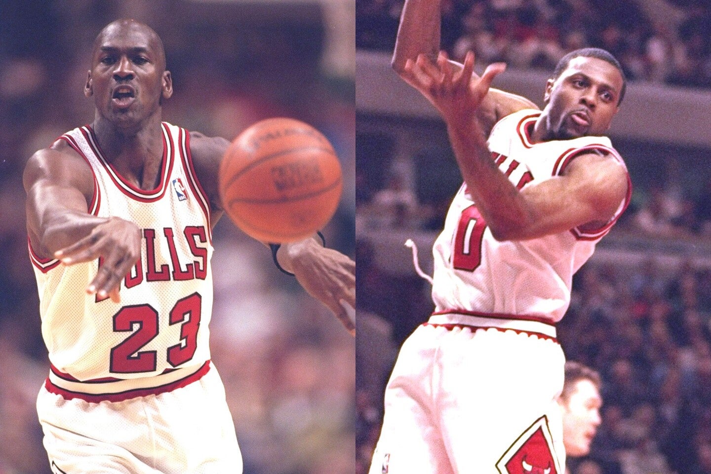 ブルズで後期３連覇を経験したブラウン(右)がジョーダン(左)との思い出を語った。(C)Getty Images