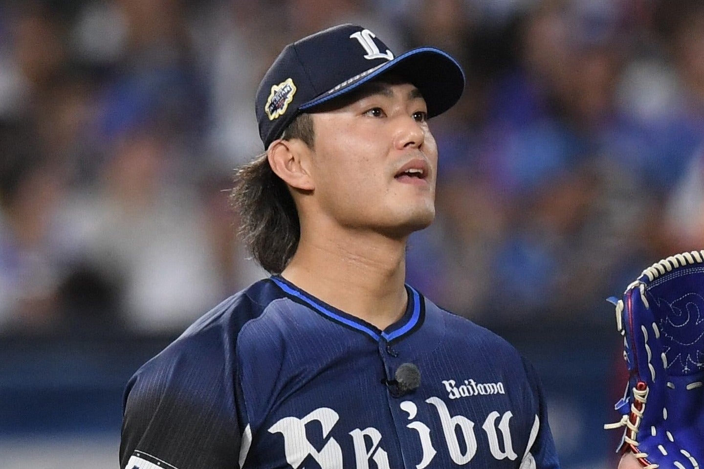 「（ドジャースのような優勝候補チームを）僕は倒したいですね、どうせだったら」と語った今井。写真：鈴木颯太朗