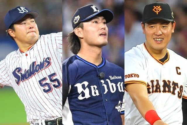 MLBに挑戦する（左から）村上、今井、岡本。写真：福冨倖希、鈴木颯太朗