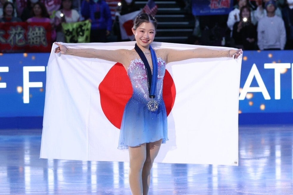 17歳の中井亜美。FSで躍動し、初の表彰台に立った。写真：永島裕基