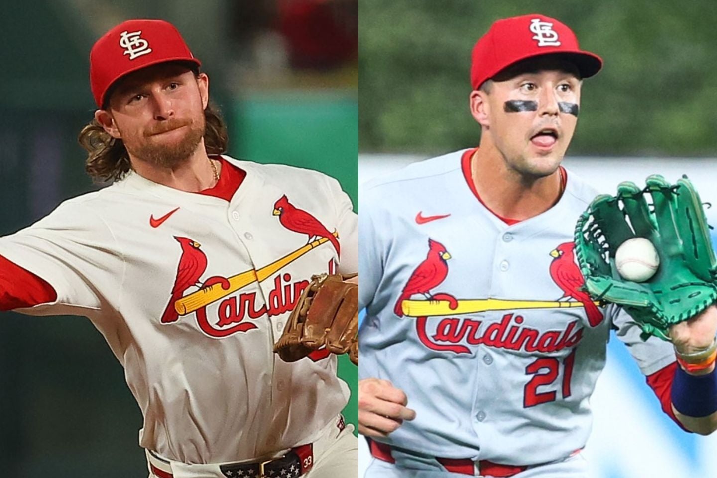 左打ちでユーティリティプレーヤーのドノバン（左）とヌートバー（右）。(C)Getty Images