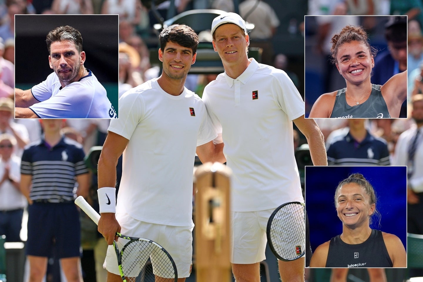 アルカラスとシナーのどちらが優れているのか？ この難題にパオリーニ（右上）とエラーニ（右下）は「選べない」としたが、ノーリー（左上）は明確に回答した。(C)Getty Images