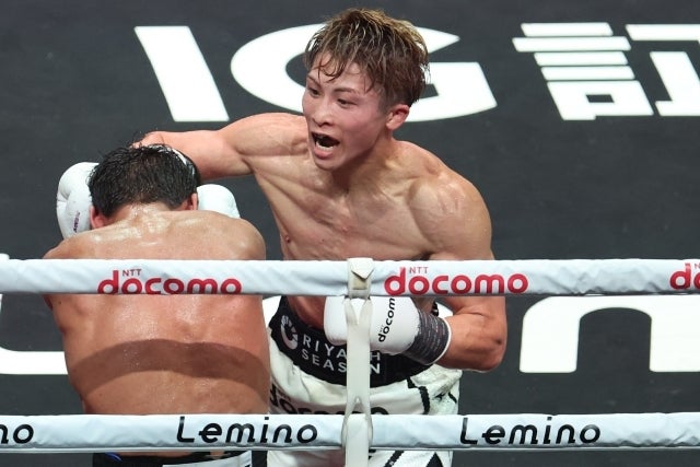 直近のアフマダリエフ戦で、一方的な展開に持ち込んで判定勝利を飾った井上。写真：滝川敏之