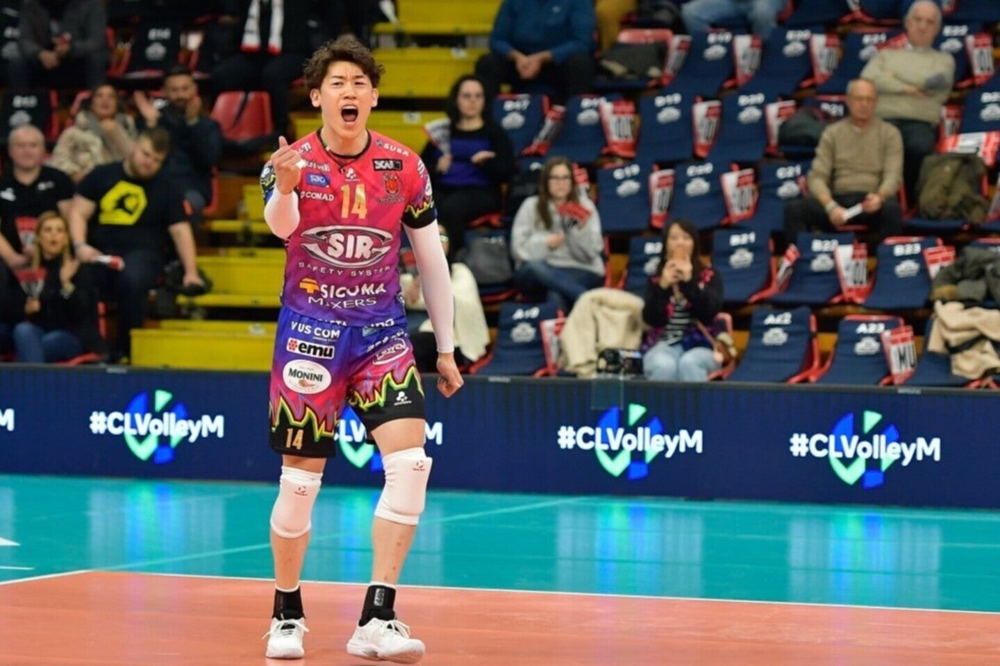 石川は欧州CLに出場。３試合ぶりにコートに立った。画像提供:Sir Susa Skai Perugia