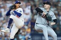 ドジャースのグラスノー（左）はタイガースのスクーバル（右）を絶賛。(C)Getty Images