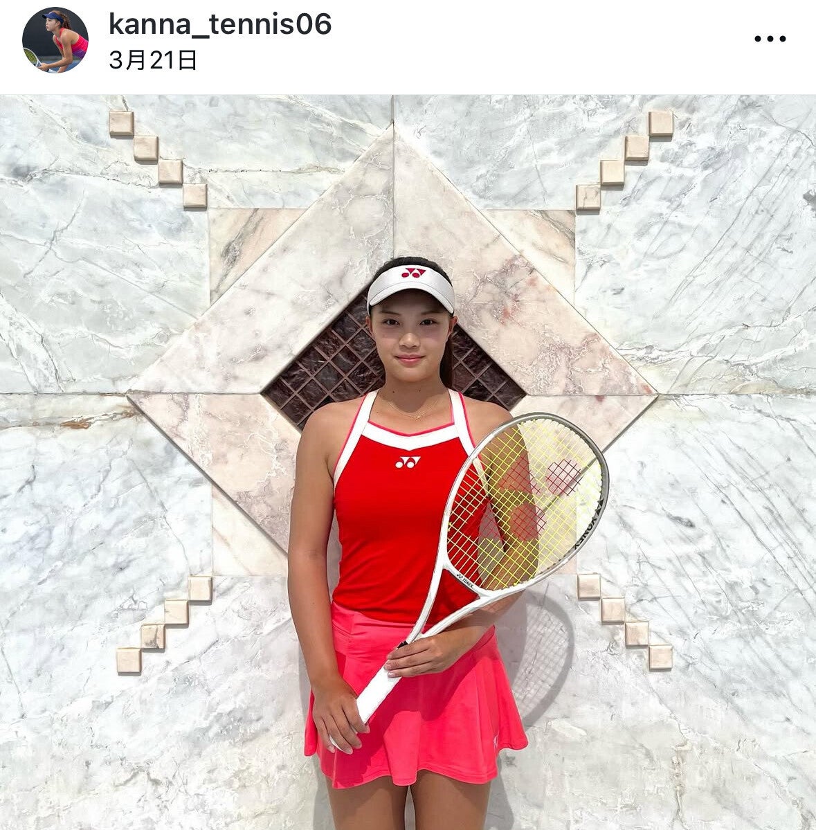 今年２月にプロに転向した添田。推しのお笑い芸人との対面を報告した。写真：本人のSNSのスクリーンショット（＠　kanna_tennis06）