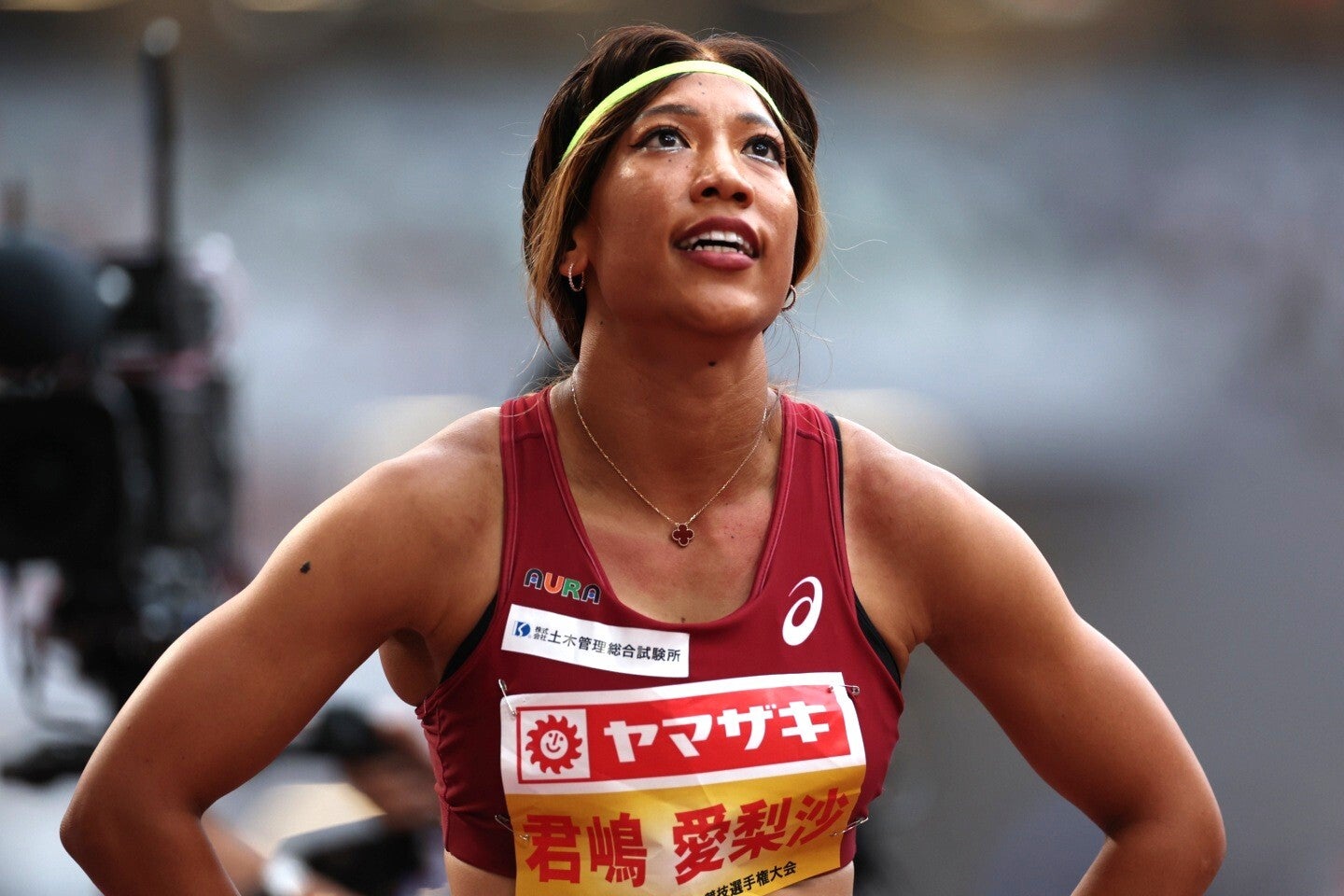 女子100mで３連覇の実績ある君嶋。SNSに上げた豪華集合ショットが話題になっている。写真：永島裕基
