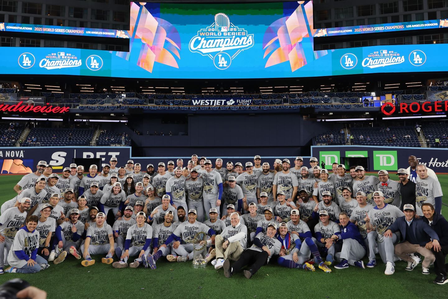 ワールドシリーズ２連覇を達成したドジャース。(C)Getty Images