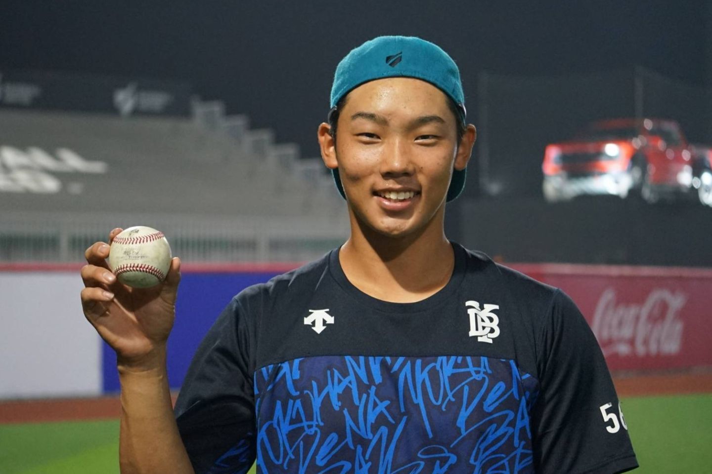 今オフに中東のドバイで行なわれた新リーグに挑戦したDeNAの田内。写真：萩原孝弘