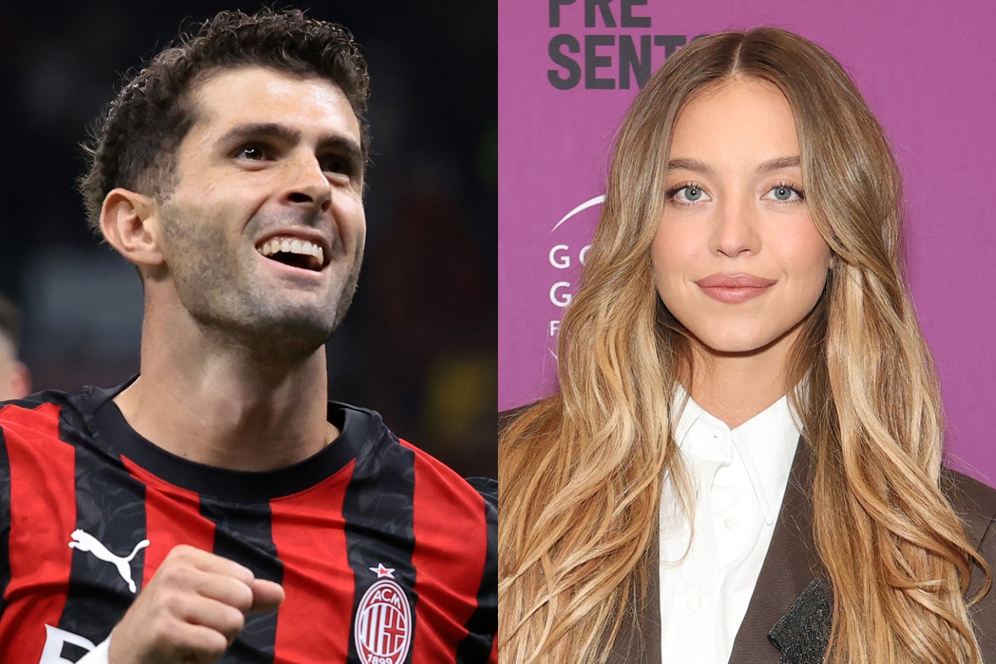 アメリカ代表FWでミランに所属するプリシックと、熱愛説が報じられた米女優シドニー・スウィーニー。(C)Getty Images