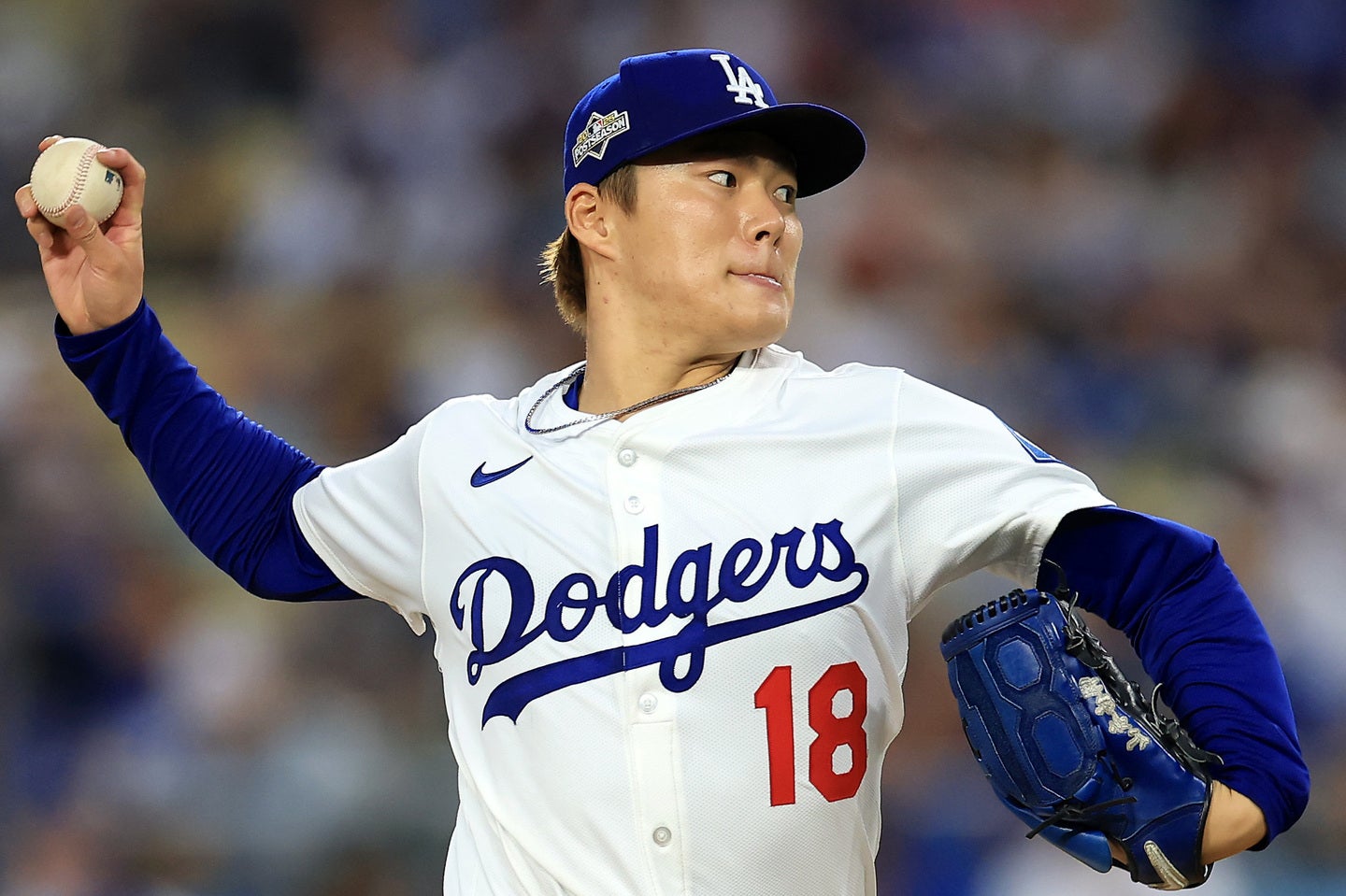 日米で注目を集めるドジャースの山本由伸。(C) Getty Images