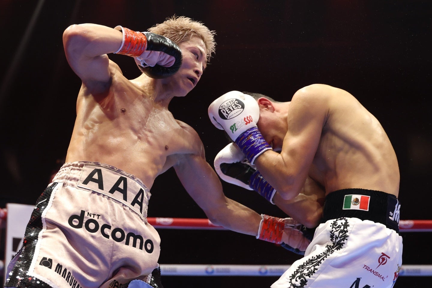 井上（左）はピカソ（右）から勝利を収めたがKOは奪えなかった。(C)Getty Images