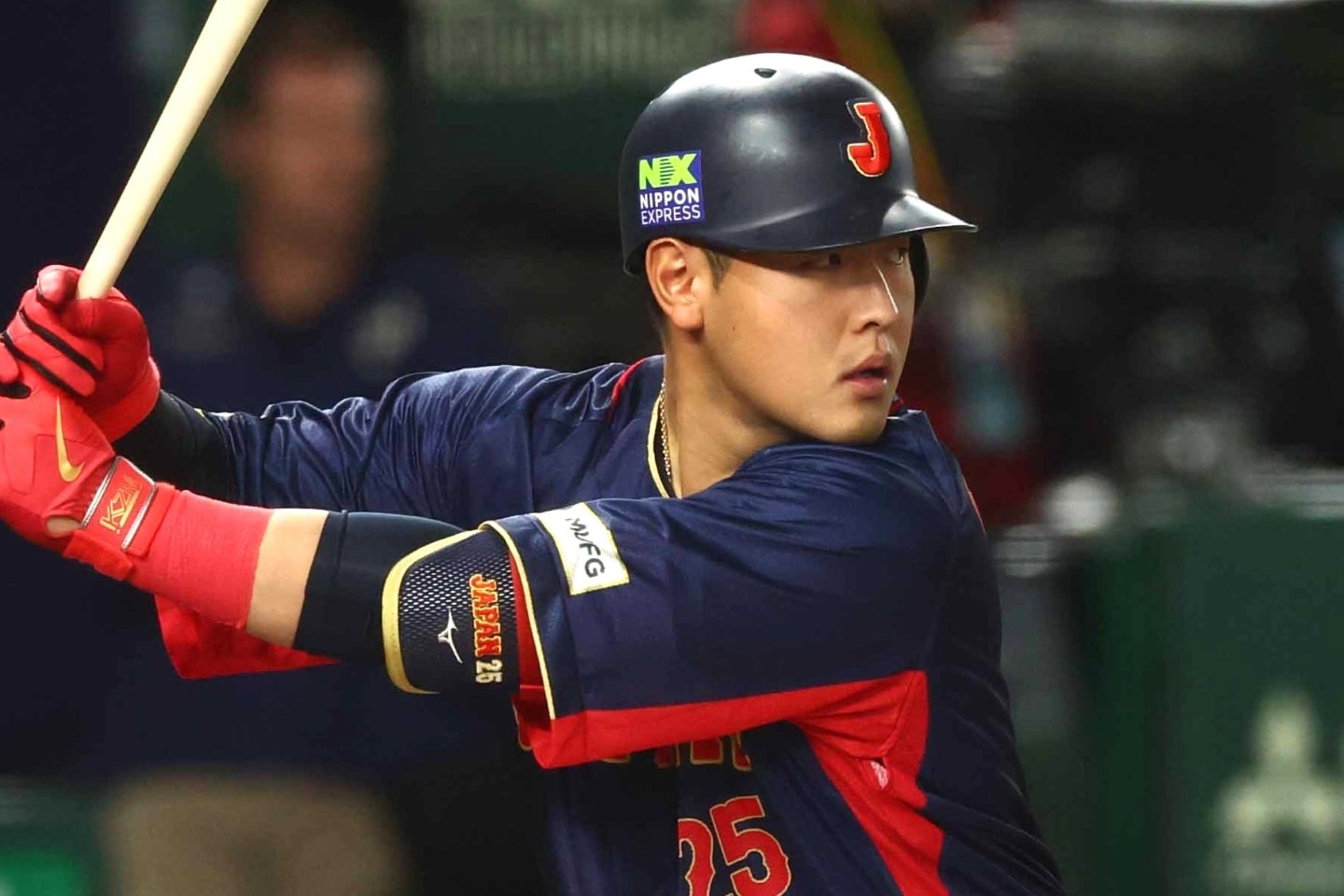 岡本の移籍先は、レンドーンとの契約見直しに合意したエンジェルスになる可能性も。写真：梅月智史（THE DIGEST写真部）