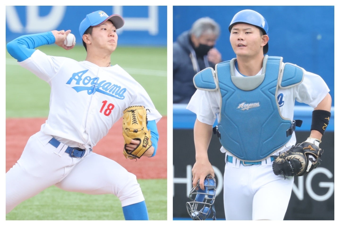 “最強軍団”青山学院大を牽引する鈴木と渡部のバッテリーが2026年ドラフトの中心となりそうだ。写真：THE DIGEST写真部