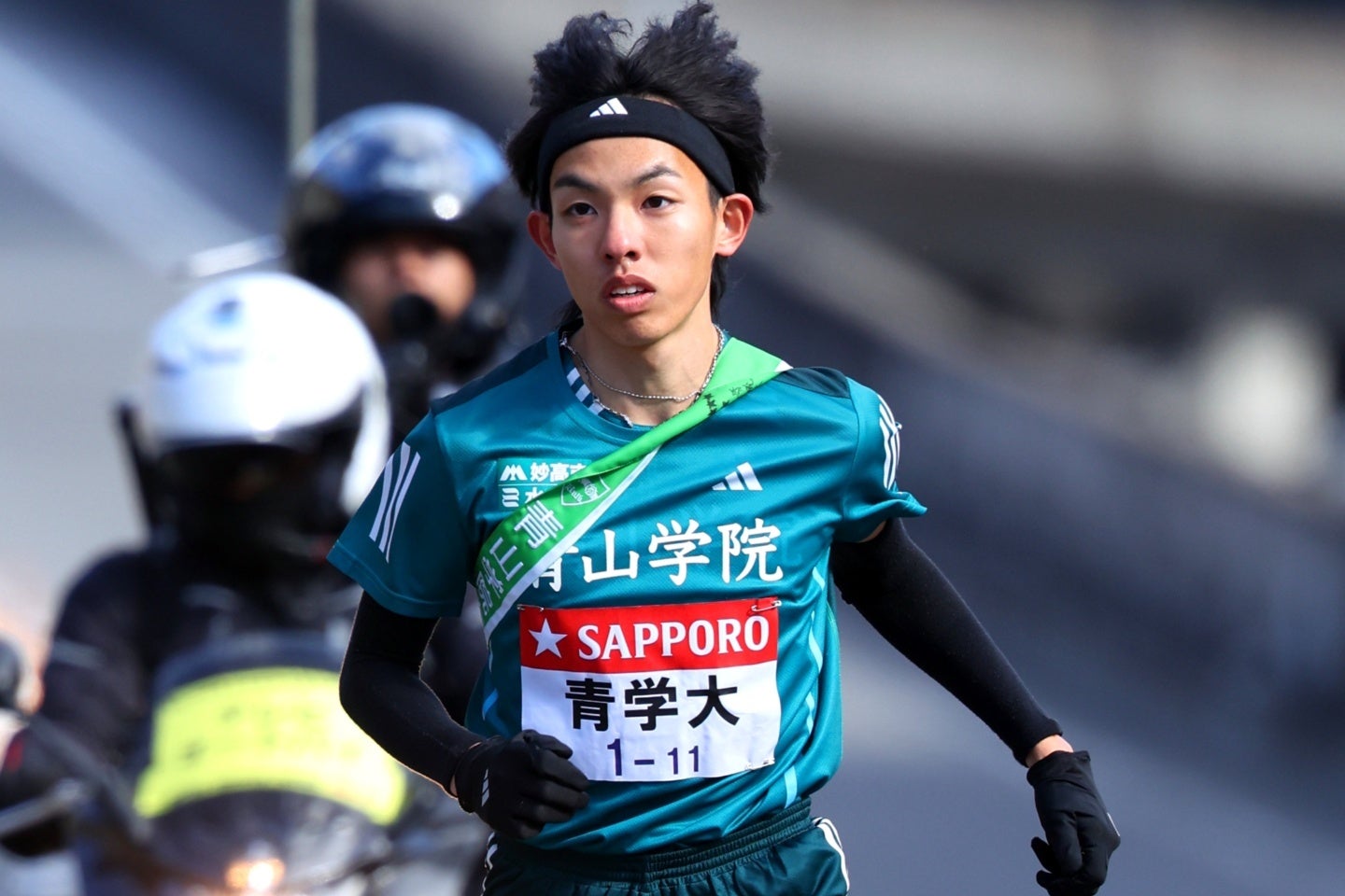 青山学院大の黒田朝日。５区で大逆転を演じた。写真：アフロ