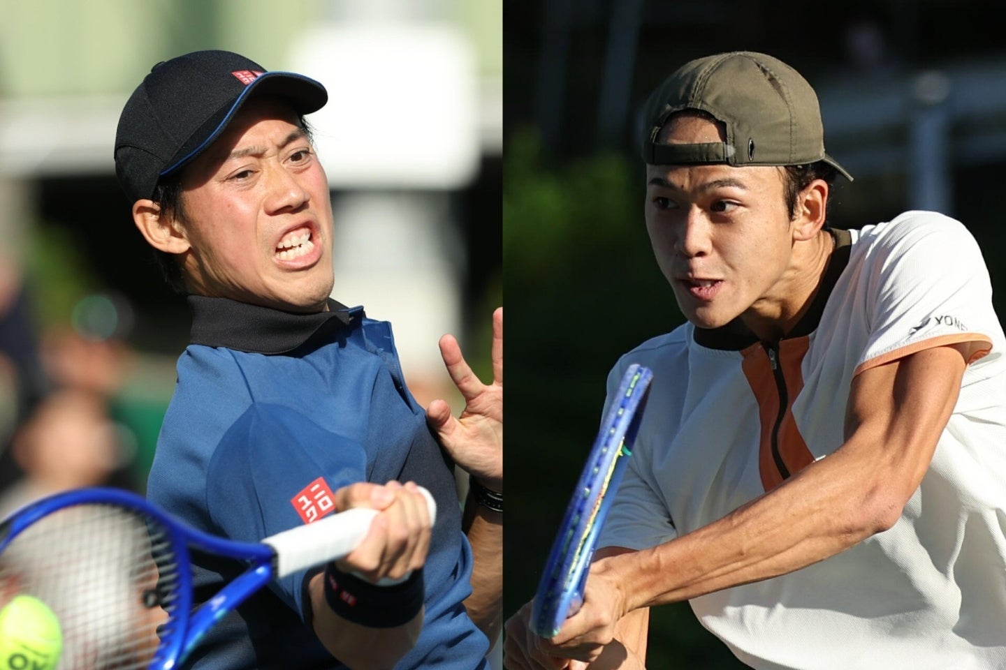 錦織（左）は下部大会でコプジバと、坂本（右）は香港でソネゴと対戦予定だ。写真：滝川敏之