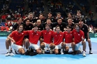 昨年はあと一歩でデ杯ファイナル８進出を逃した日本代表。今年の初戦には錦織、望月らが招聘された。写真：滝川敏之