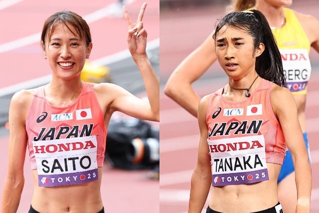 昨年の世界陸上に出場した齋藤（左）と田中（右）ともに、全国女子駅伝に出場する。写真：梅月智史（THE DIGEST写真部）