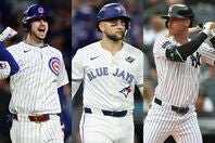 今オフ、FA市場に残る主力打者のタッカー（左）、ビシェット（中）、ベリンジャー（右）。(C)Getty Images