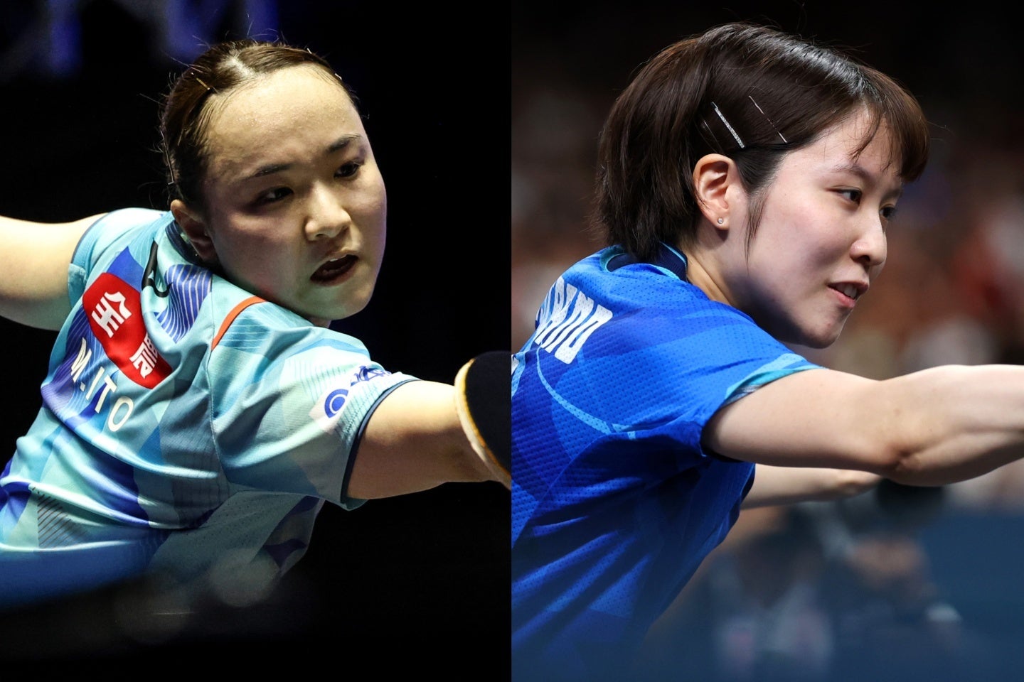 卓球の伊藤（左）と平野（右）。全日本でともに８強入りを逃した。(C)Getty Images