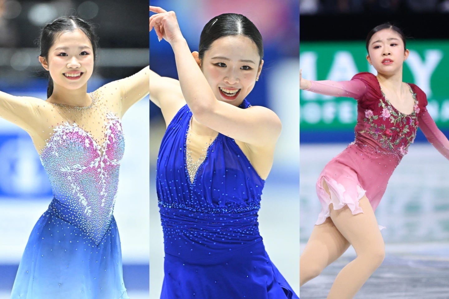 左から中井、青木、千葉。日本女子が表彰台を独占した。写真：金子拓弥（THE DIGEST写真部）、永島裕基