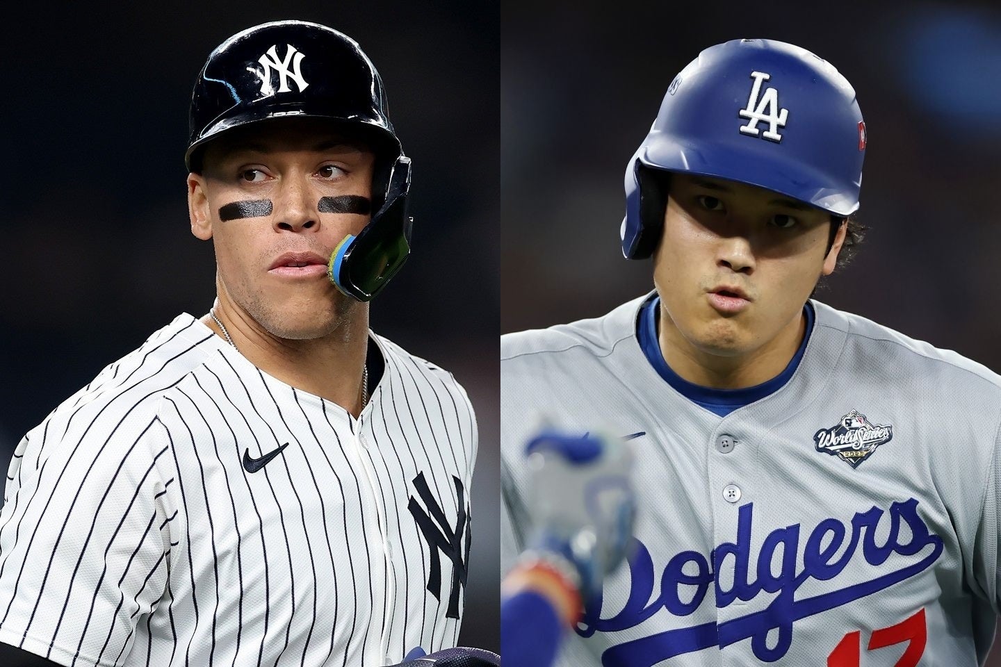 MLB Networkのランキングでトップ２のジャッジ（左）と大谷（右）。論争は尽きないようだ。(C) Getty Images