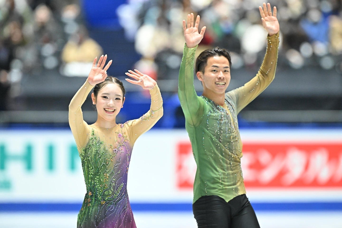 “ゆなすみ”こと長岡／森口ペアが主要国際大会で初めて表彰台に乗った。写真：金子拓弥（THE DIGEST写真部）