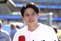スクーバルのトレード対価候補として名前が挙がったドジャースの佐々木。(C)Getty Images
