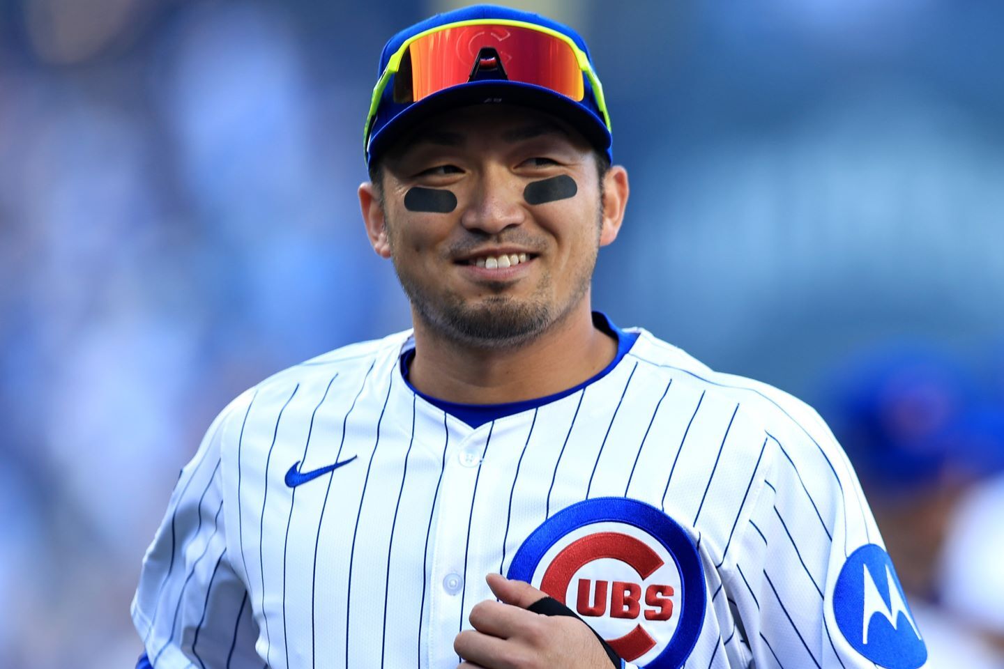 ポジション別ランキングで右翼手７位に選出されたカブスの鈴木誠也。(C)Getty Images