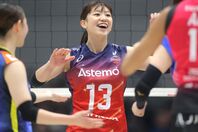 オールスター戦でも話題を振りまいた野中。コート内外で存在感を際立たせた。写真：産経新聞社